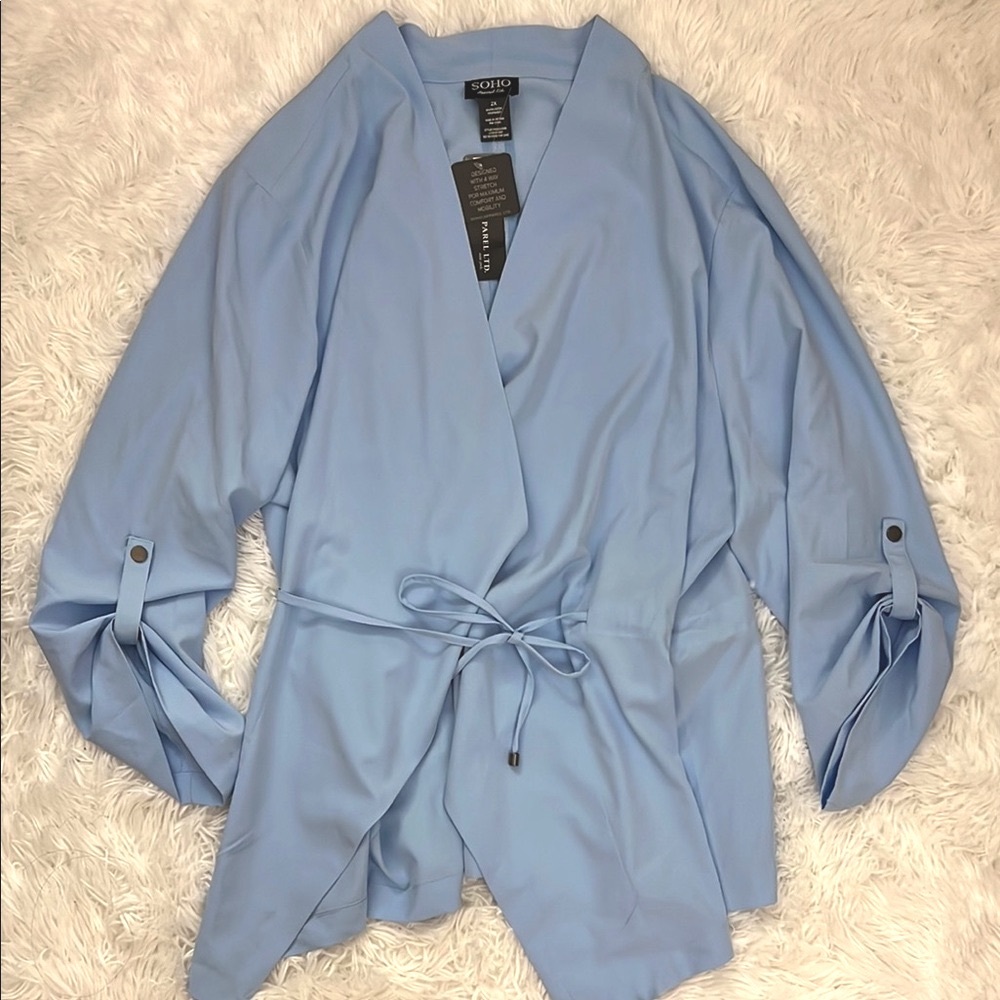 Light Blue Wrap Kimono Jacket